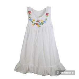 White Dress with Embroidered Flowers